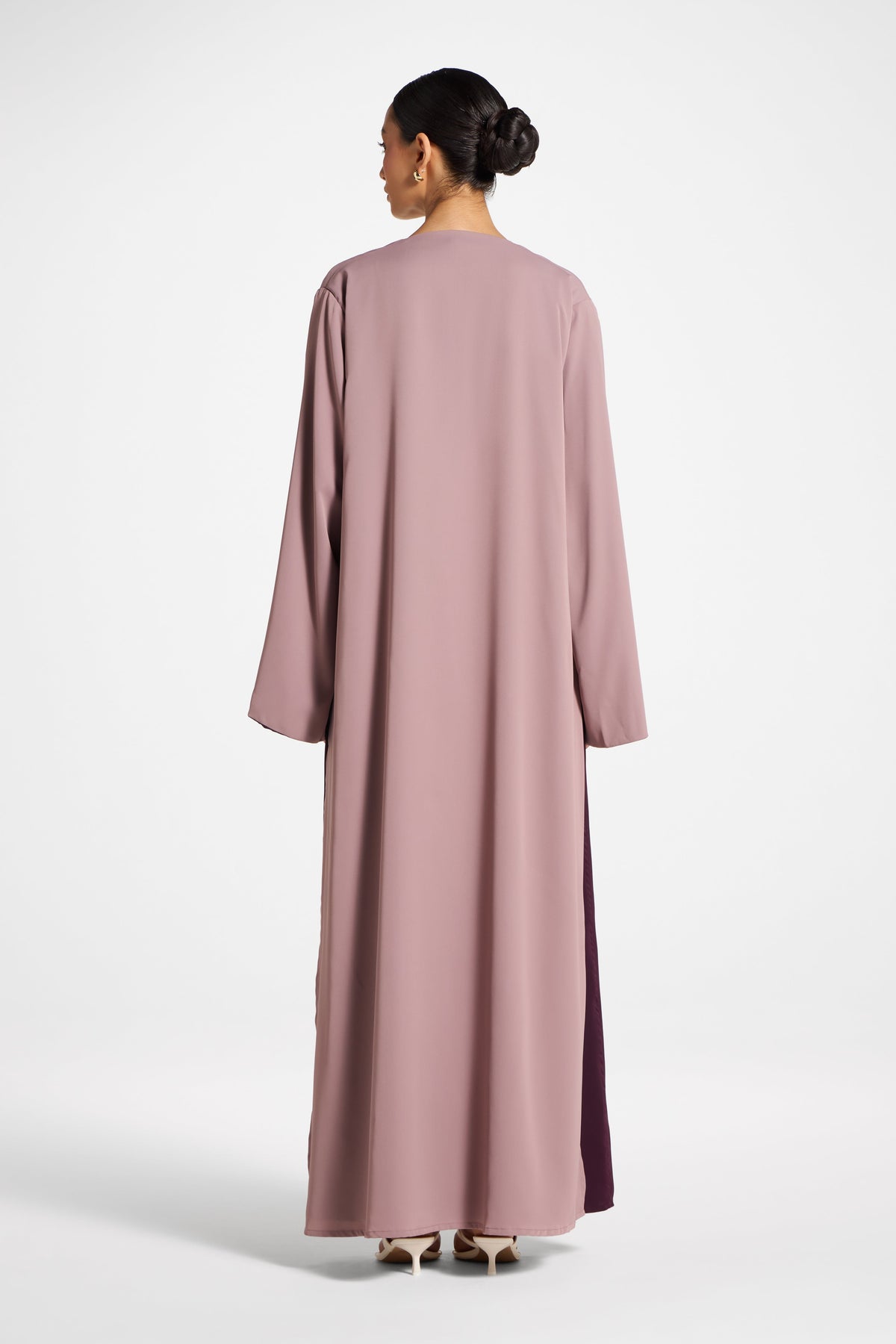 Contrast Open Abaya - Chocolate Plum
