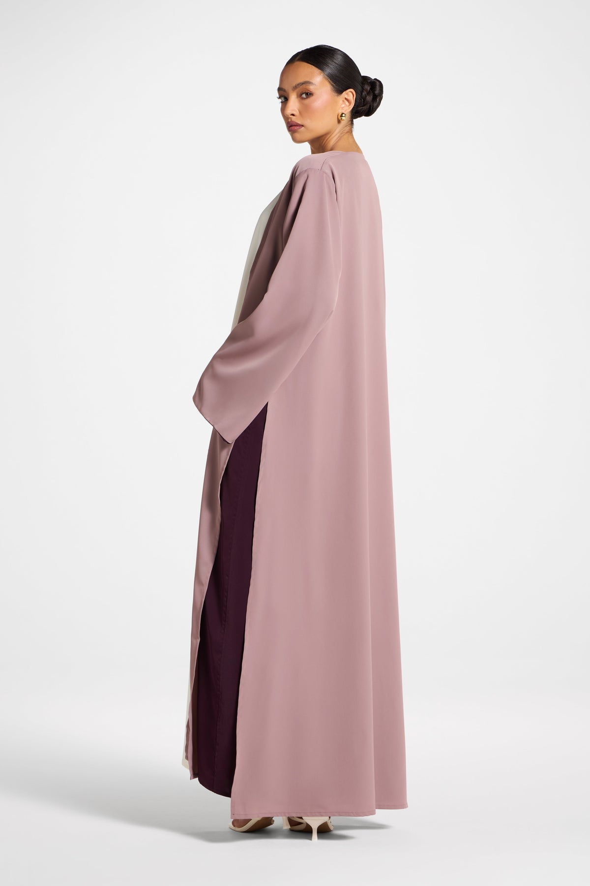 Contrast Open Abaya - Chocolate Plum