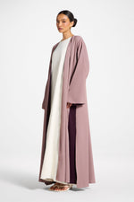 Contrast Open Abaya - Chocolate Plum