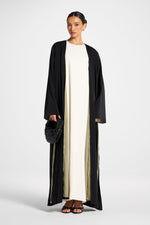 Contrast Open Abaya - Midnight Forest