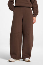 Cotton Barrel Leg Pants - Chocolate