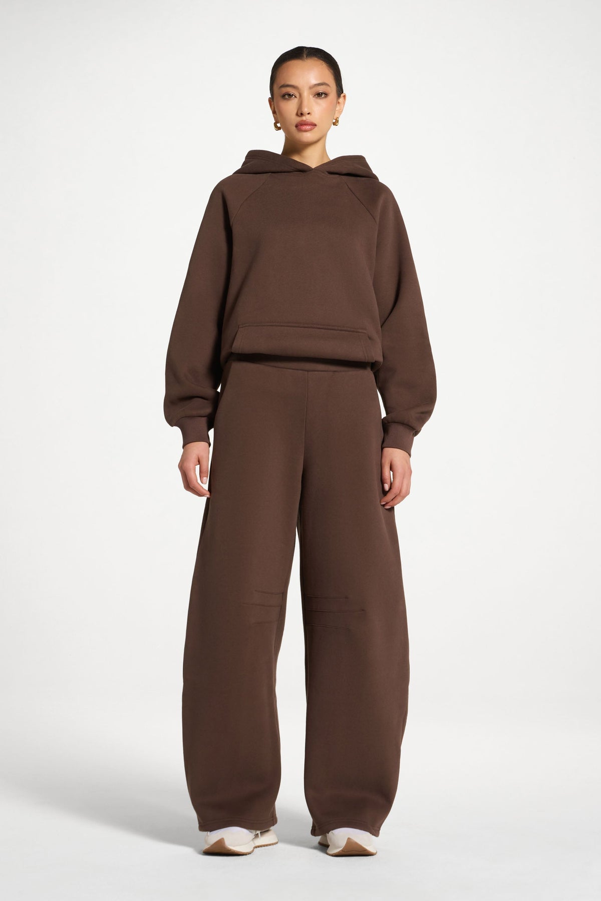 Cotton Barrel Leg Pants - Chocolate