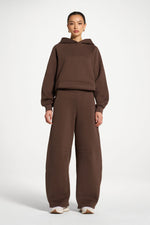 Cotton Barrel Leg Pants - Chocolate