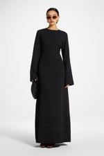 Cotton Cinch Maxi Dress - Black