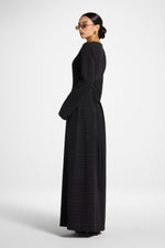 Cotton Cinch Maxi Dress - Black