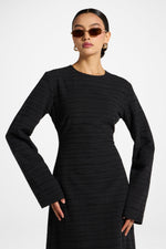 Cotton Cinch Maxi Dress - Black