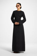Cotton Cinch Maxi Dress - Black