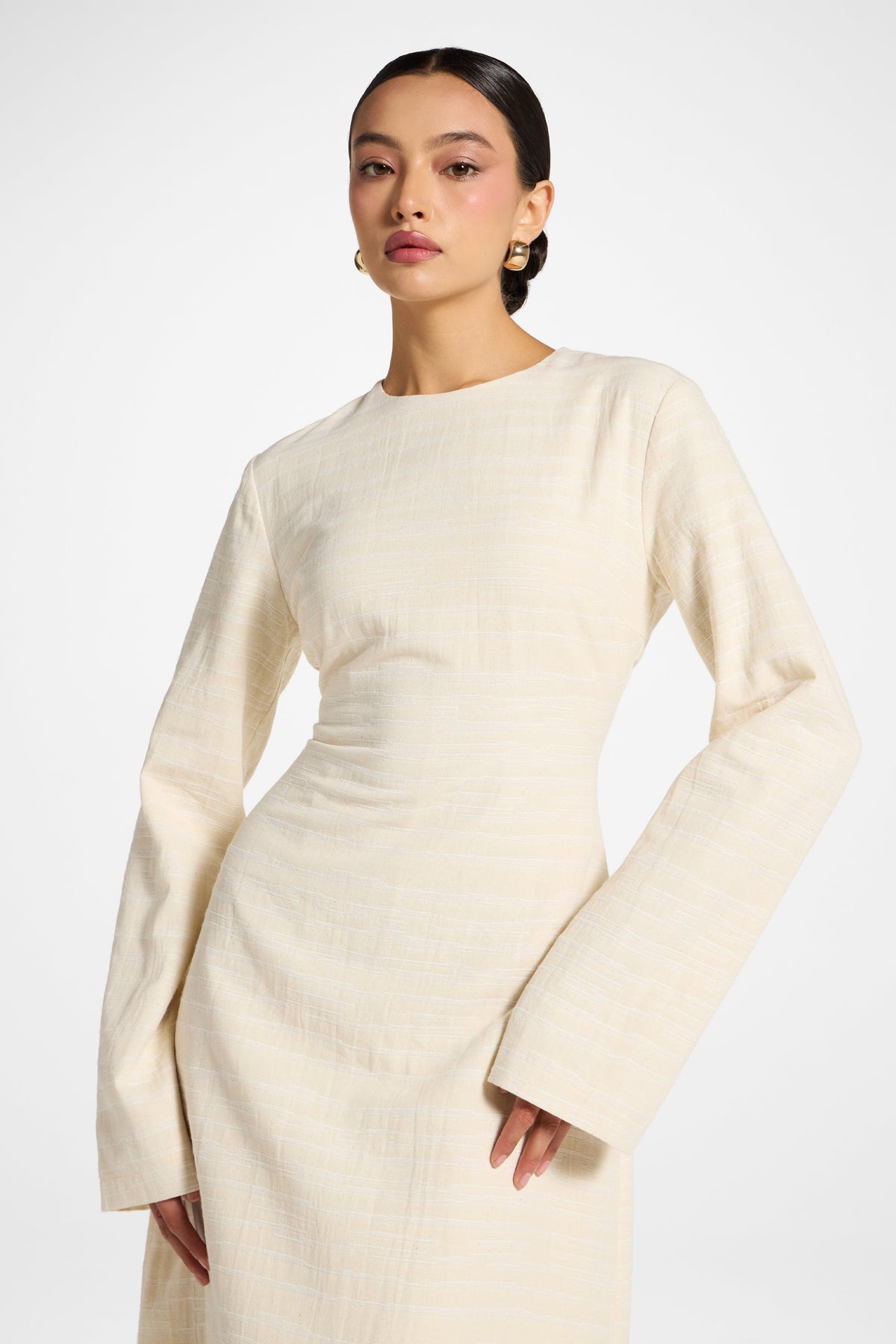 Cotton Cinch Maxi Dress - Natural