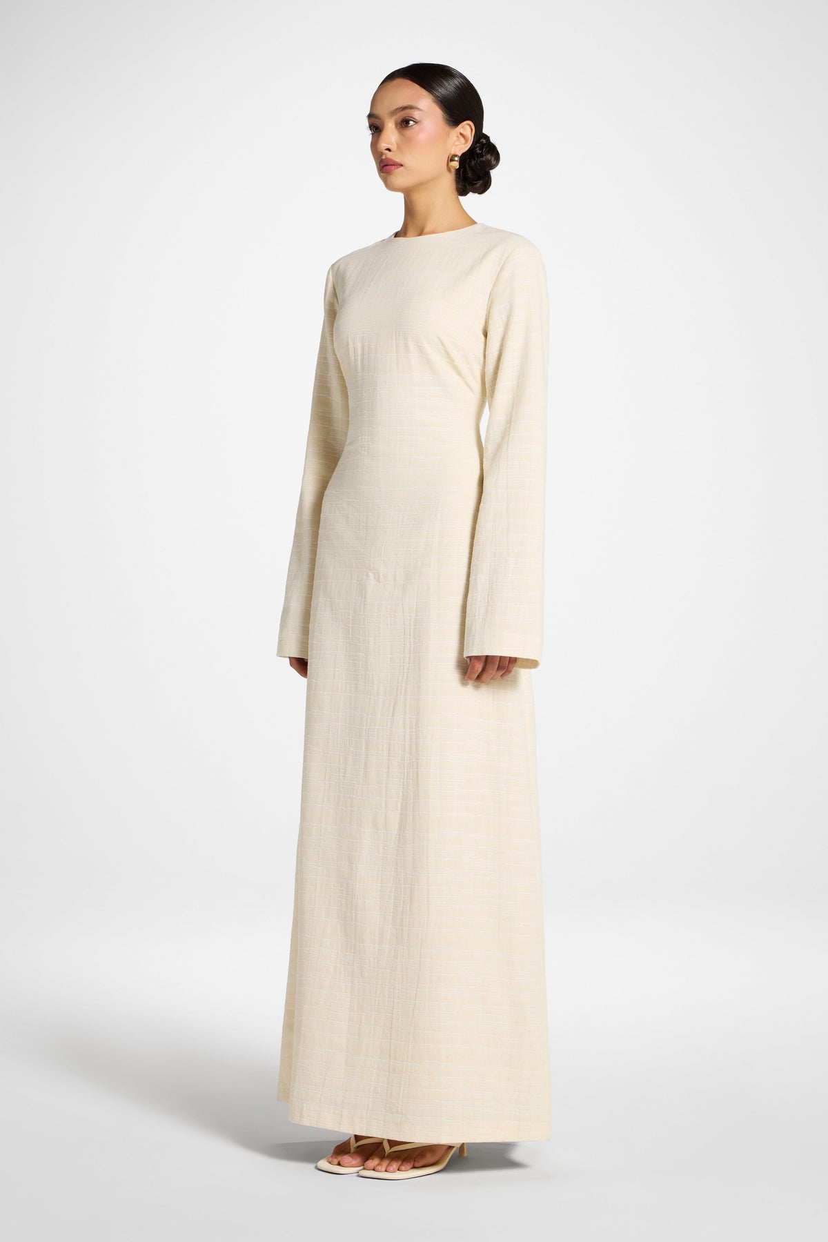 Cotton Cinch Maxi Dress - Natural