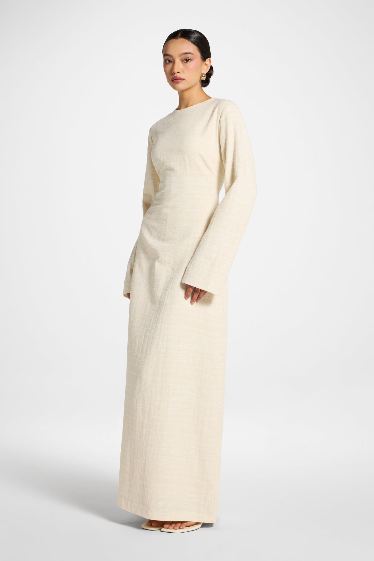 Cotton Cinch Maxi Dress - Natural