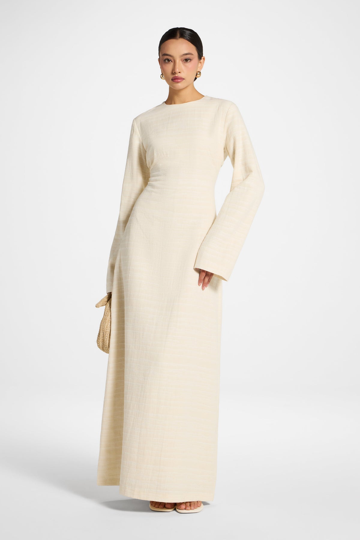 Cotton Cinch Maxi Dress - Natural
