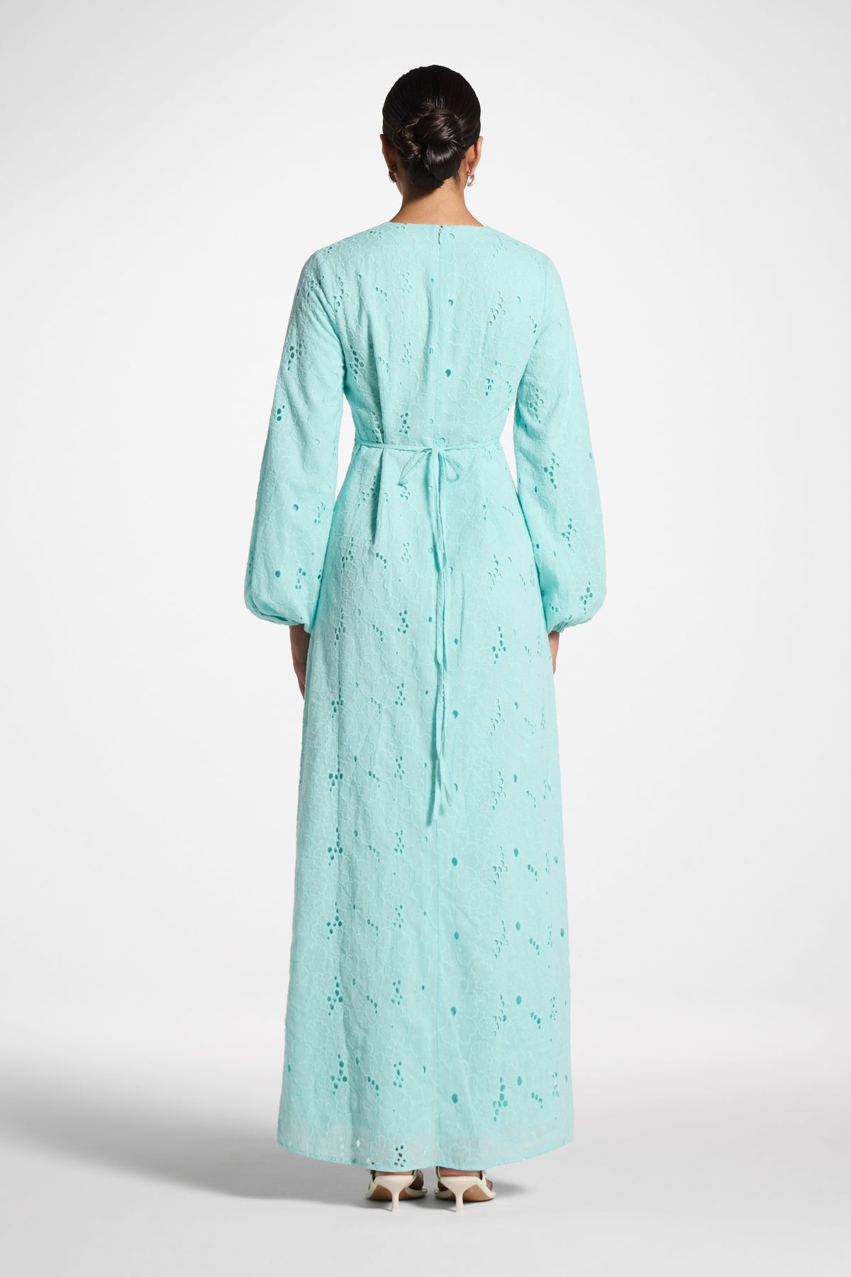Cotton Eyelet Maxi Dress - Aqua