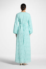 Cotton Eyelet Maxi Dress - Aqua