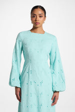 Cotton Eyelet Maxi Dress - Aqua