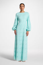 Cotton Eyelet Maxi Dress - Aqua