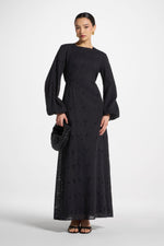 Cotton Eyelet Maxi Dress - Black