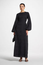 Cotton Eyelet Maxi Dress - Black