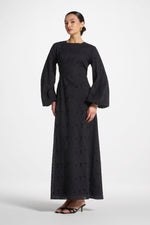 Cotton Eyelet Maxi Dress - Black