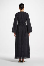 Cotton Eyelet Maxi Dress - Black