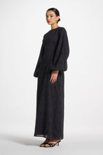 Cotton Eyelet Maxi Dress - Black