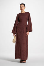 Cotton Eyelet Maxi Dress - Brown