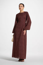 Cotton Eyelet Maxi Dress - Brown