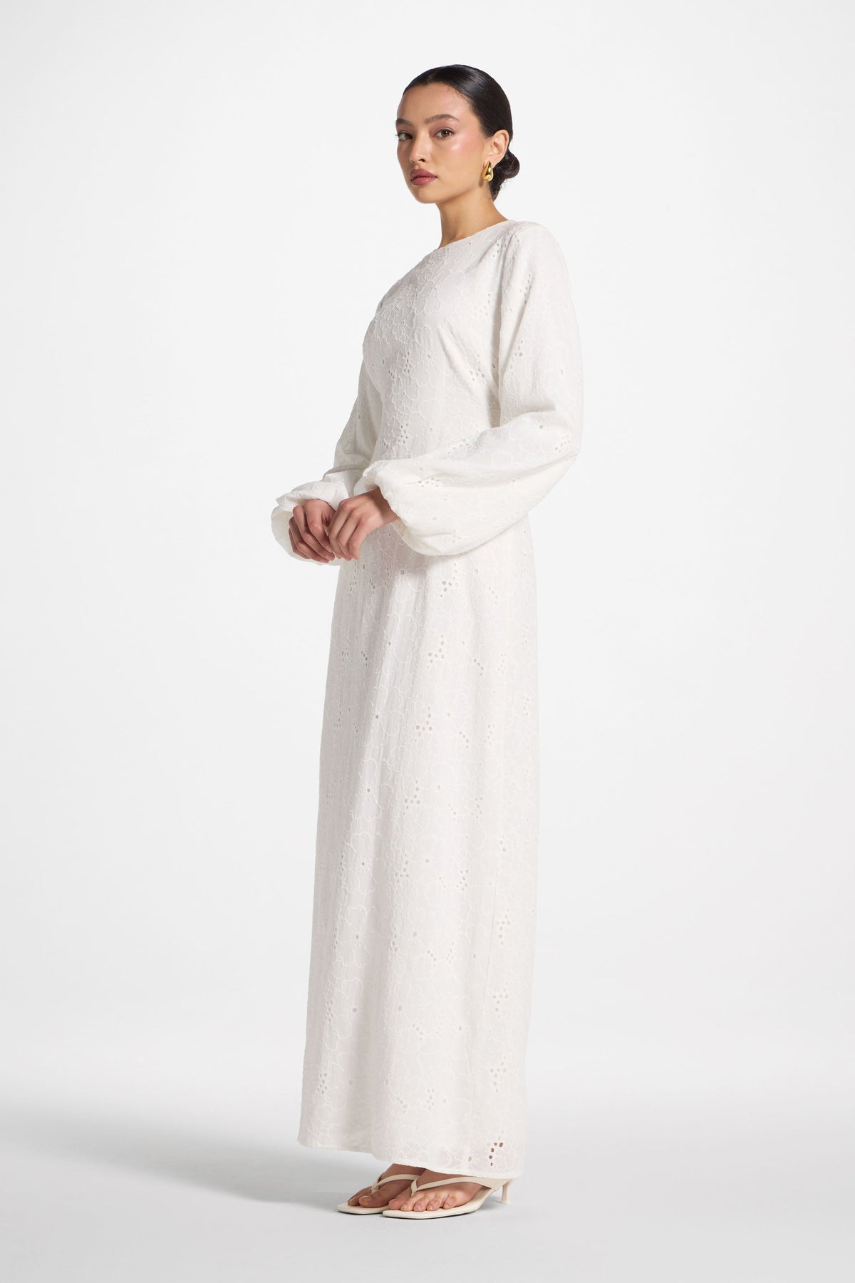 Cotton Eyelet Maxi Dress - White