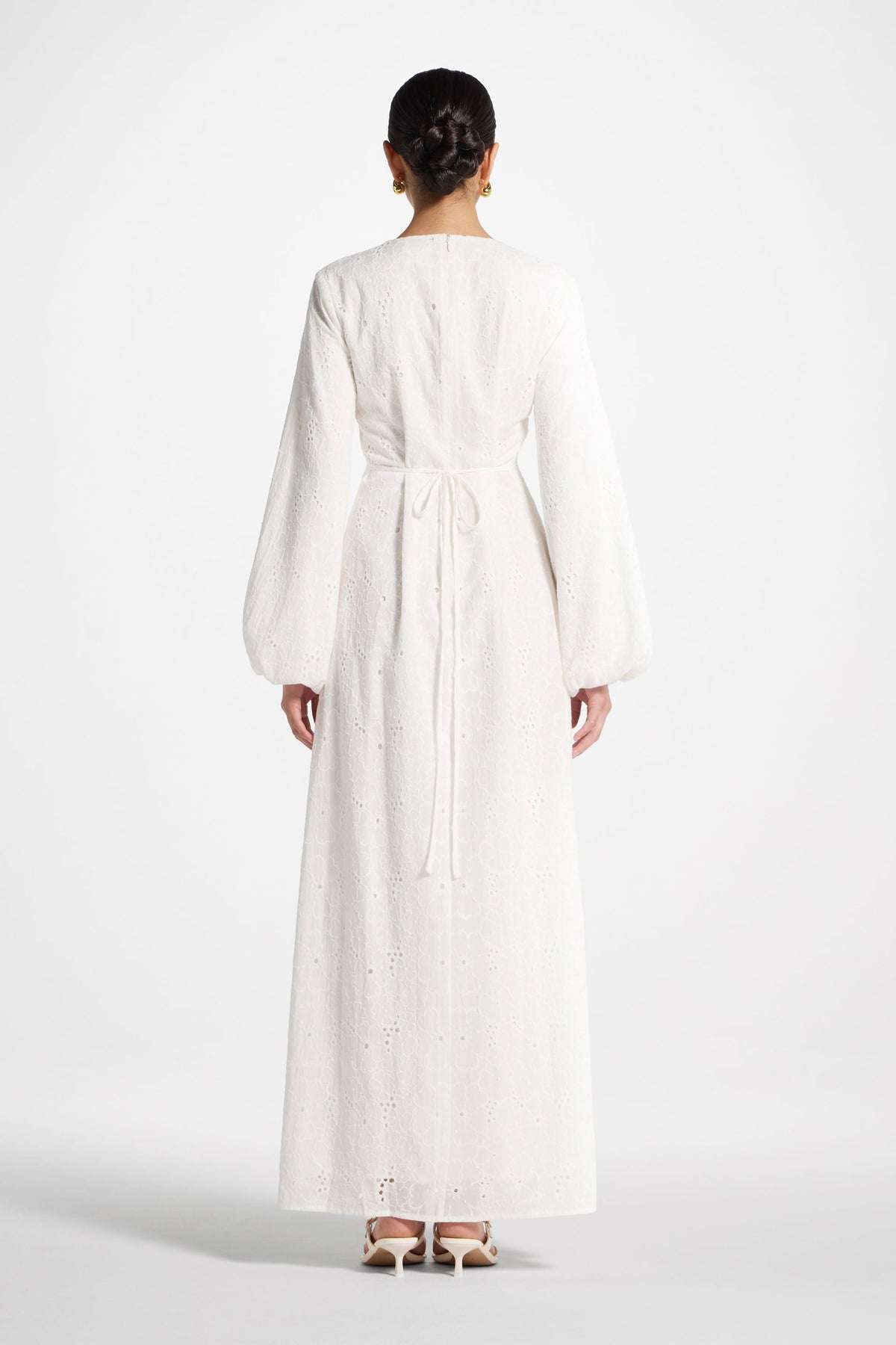 Cotton Eyelet Maxi Dress - White