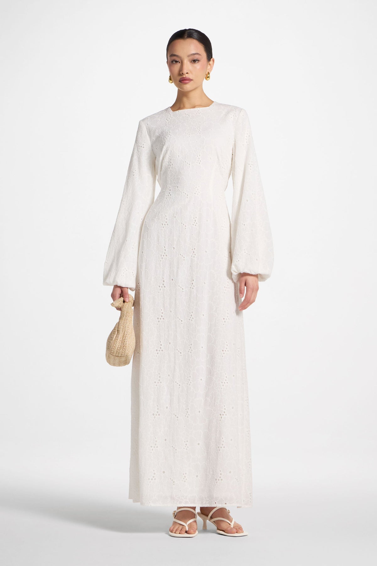 Cotton Eyelet Maxi Dress - White