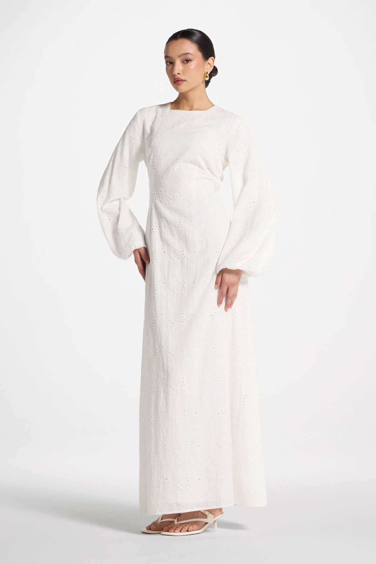 Cotton Eyelet Maxi Dress - White