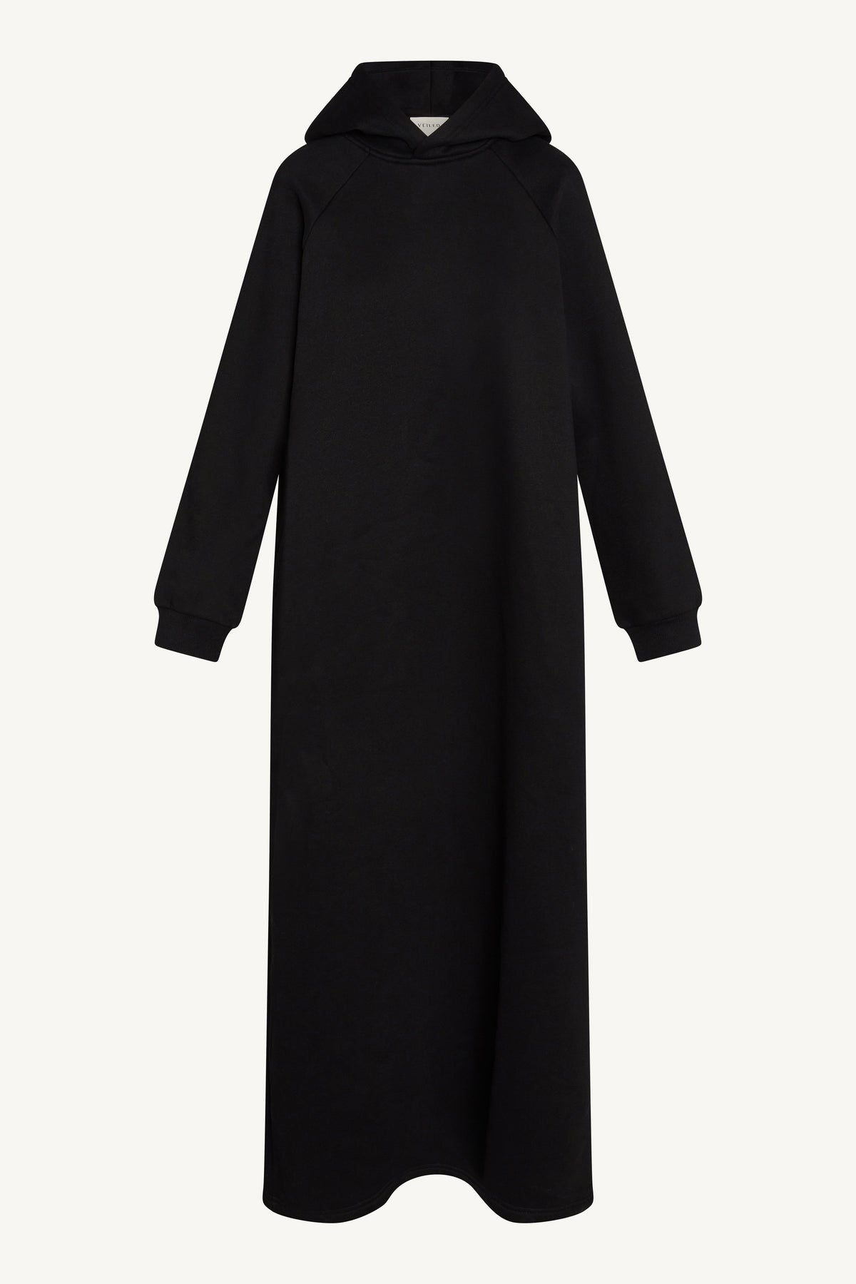 Cotton Hoodie Maxi Dress - Black