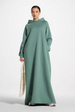 Cotton Hoodie Maxi Dress - Retro Green