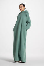 Cotton Hoodie Maxi Dress - Retro Green