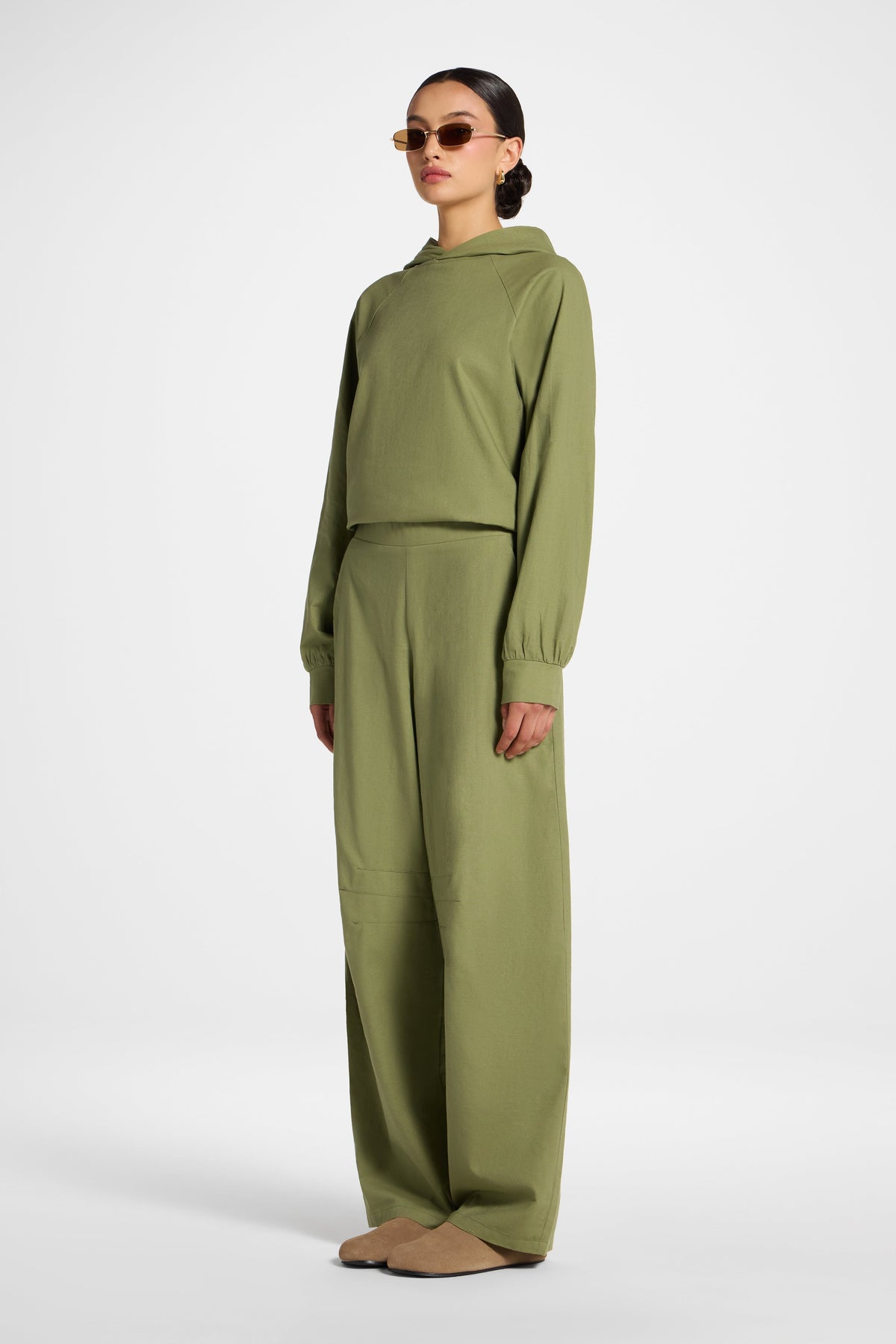 Cotton Linen Barrel Pants - Kalamata