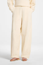 Cotton Linen Barrel Pants - Off White