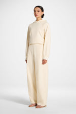Cotton Linen Barrel Pants - Off White