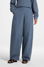 Cotton Linen Barrel Pants - Storm