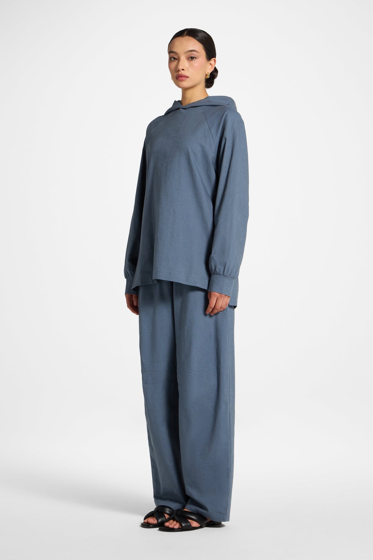 Cotton Linen Hoodie - Storm
