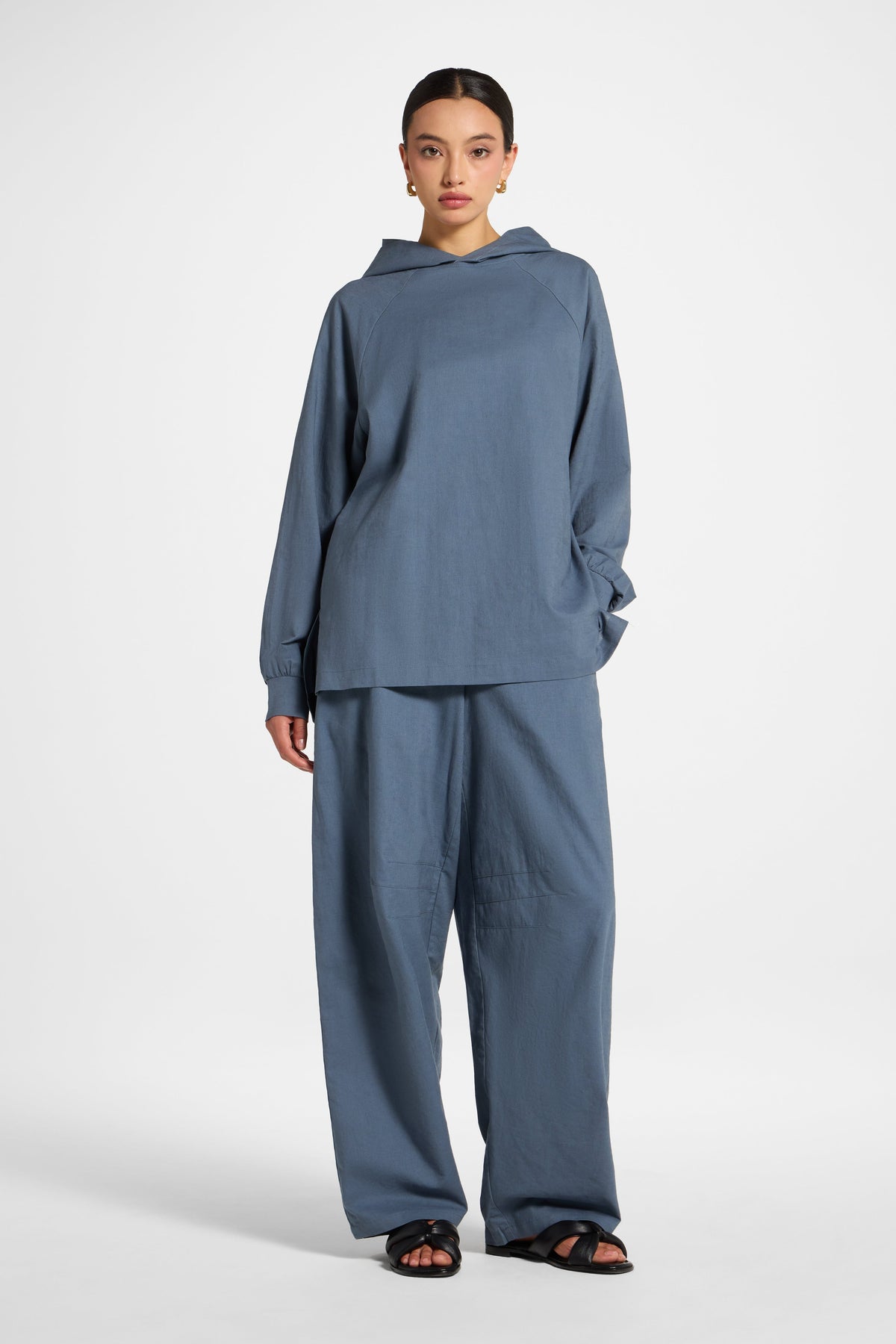 Cotton Linen Hoodie - Storm