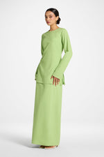 Cotton Linen Lace Up Back Top - Kiwi