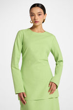 Cotton Linen Lace Up Back Top - Kiwi