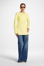 Cotton Linen Lace Up Back Top - Limon