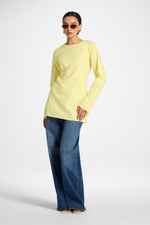 Cotton Linen Lace Up Back Top - Limon