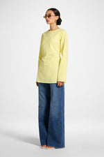 Cotton Linen Lace Up Back Top - Limon