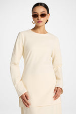Cotton Linen Lace Up Back Top - Off White