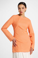 Cotton Linen Lace Up Back Top - Sunset