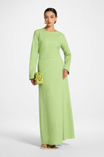 Cotton Linen Maxi Skirt - Kiwi