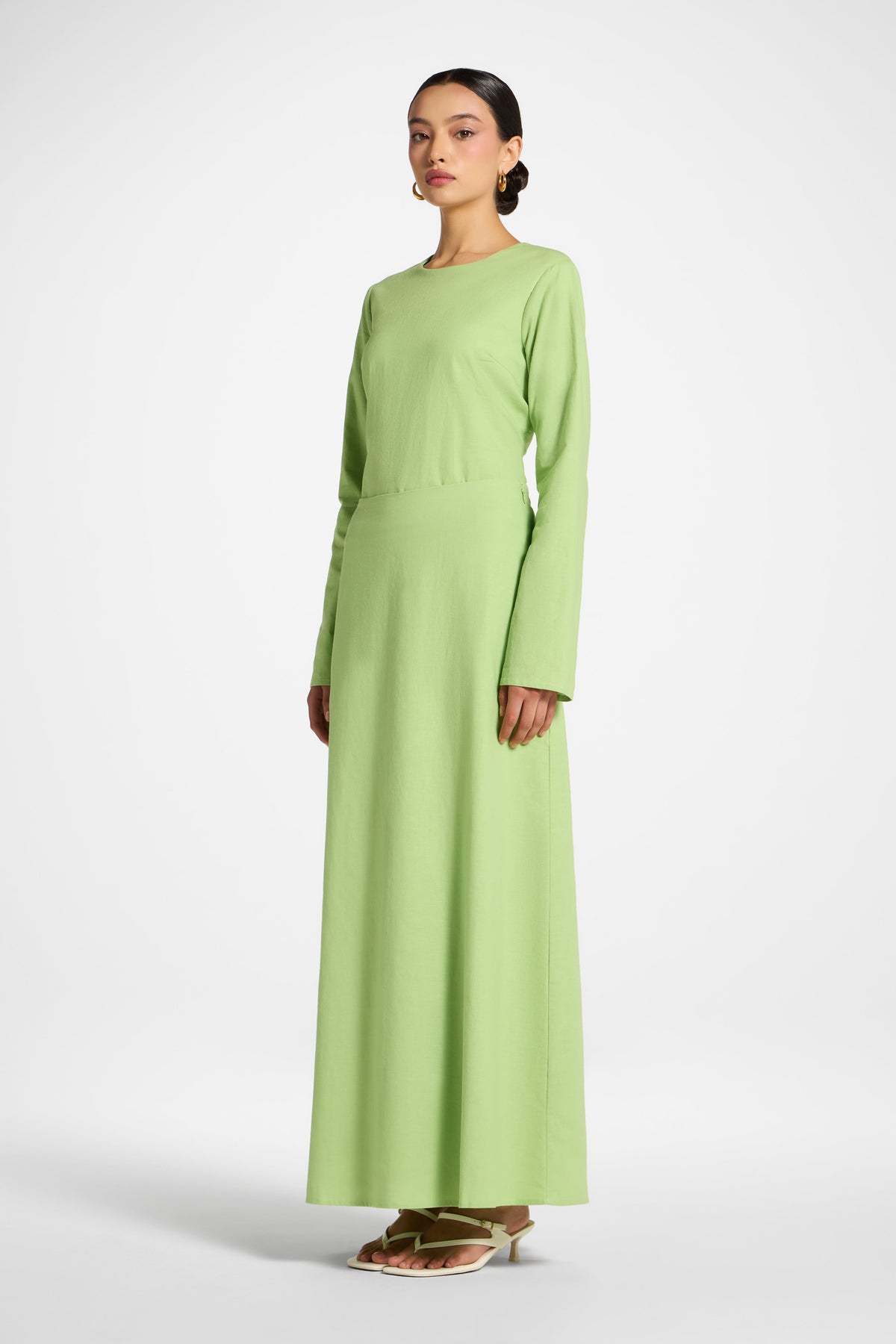 Cotton Linen Maxi Skirt - Kiwi