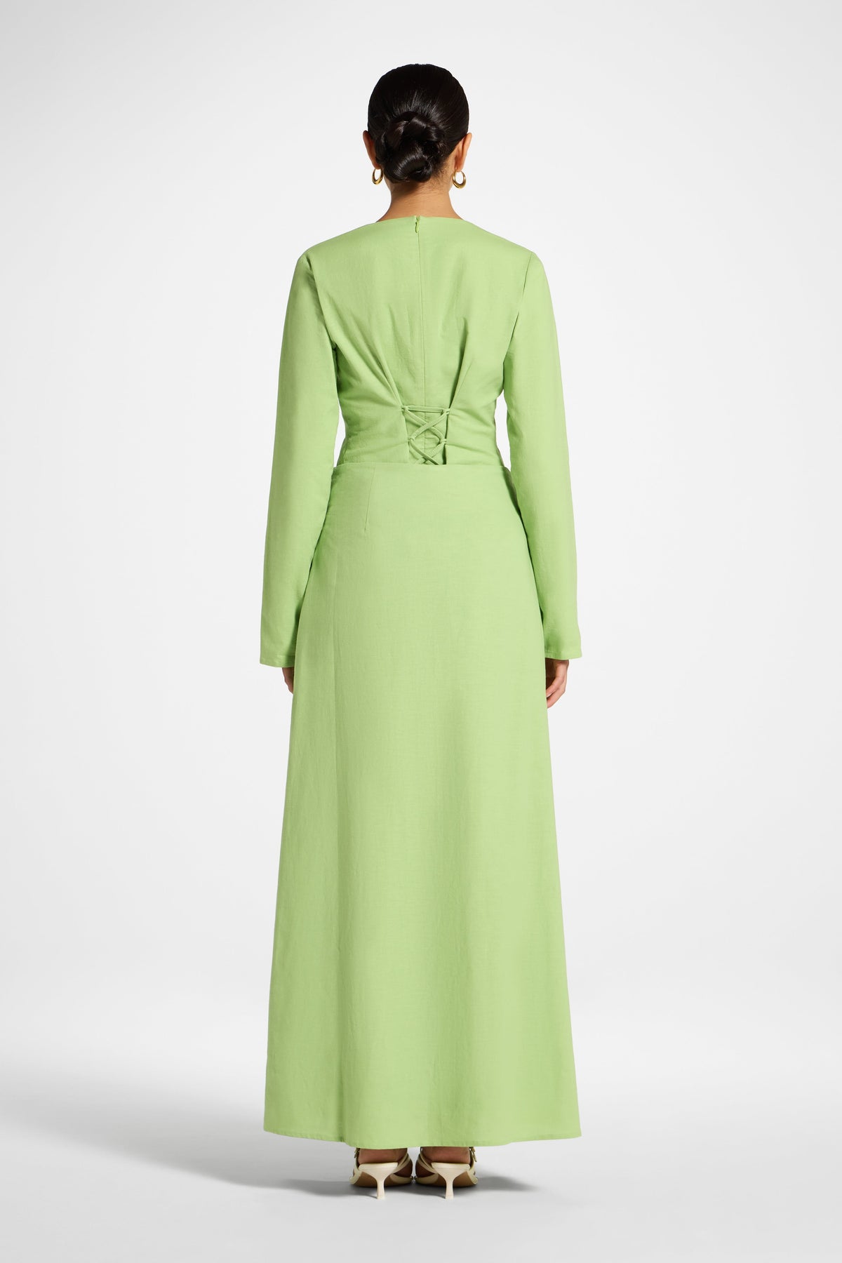 Cotton Linen Maxi Skirt - Kiwi