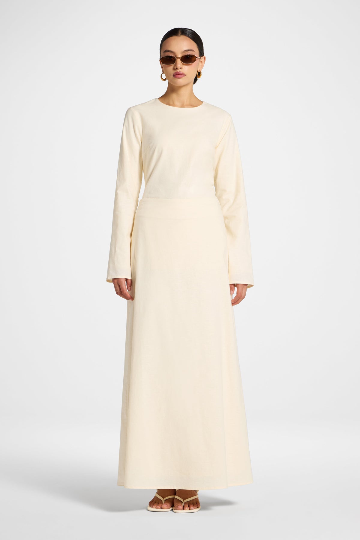 Cotton Linen Maxi Skirt - Off White